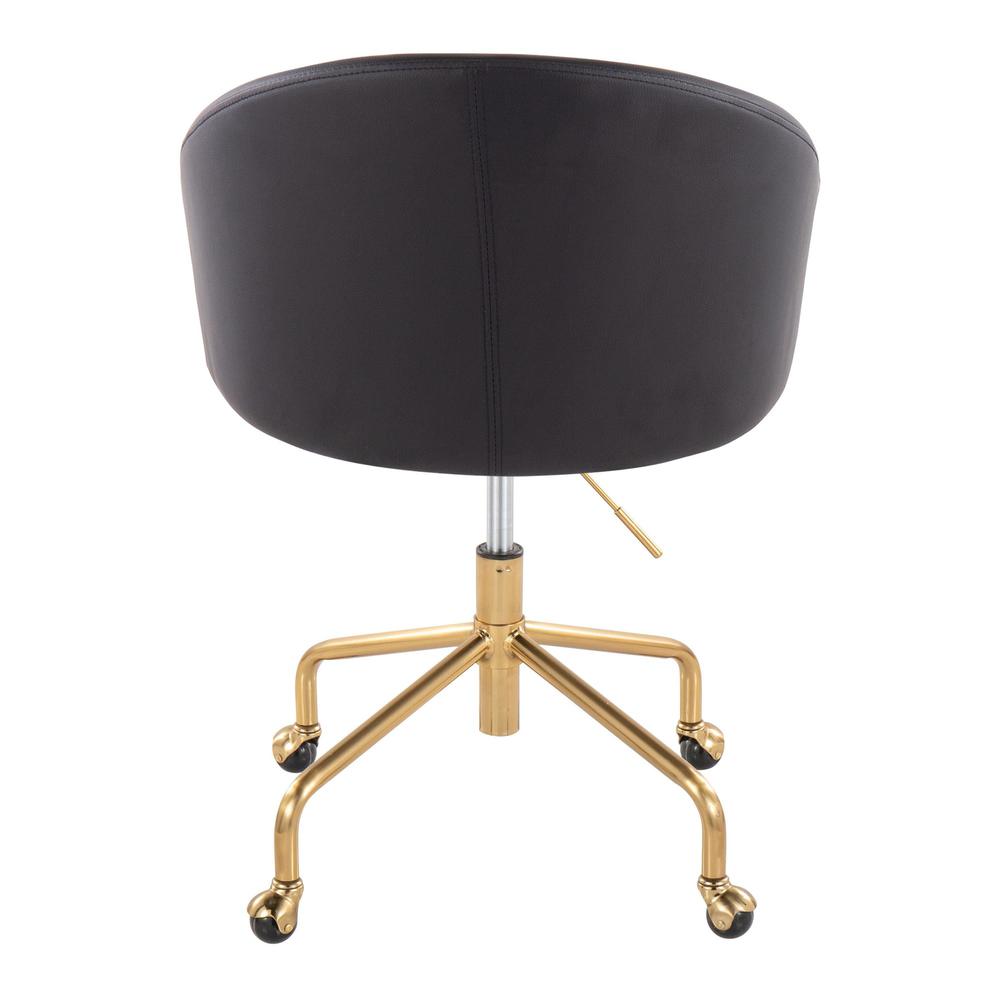 Gold Metal, Black PU Claire Task Chair. Picture 4