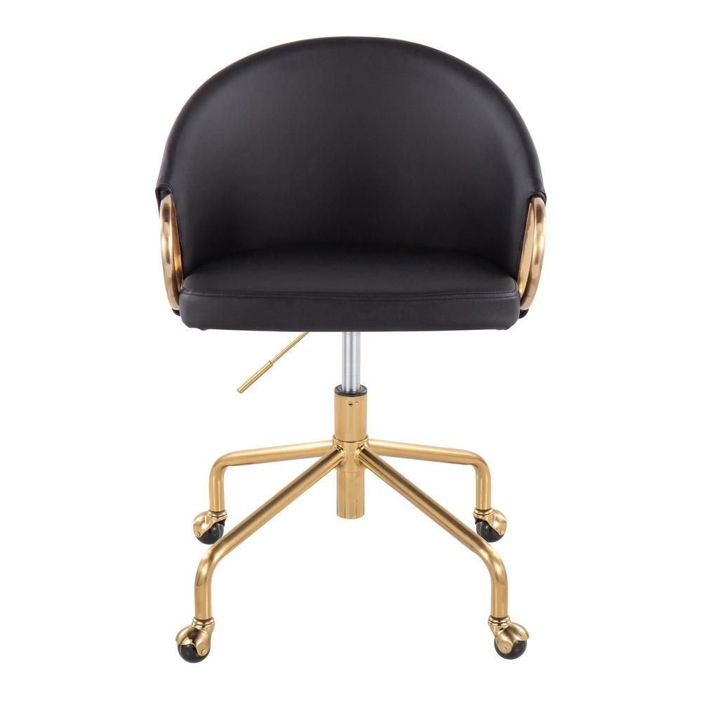 Gold Metal, Black PU Claire Task Chair. Picture 5