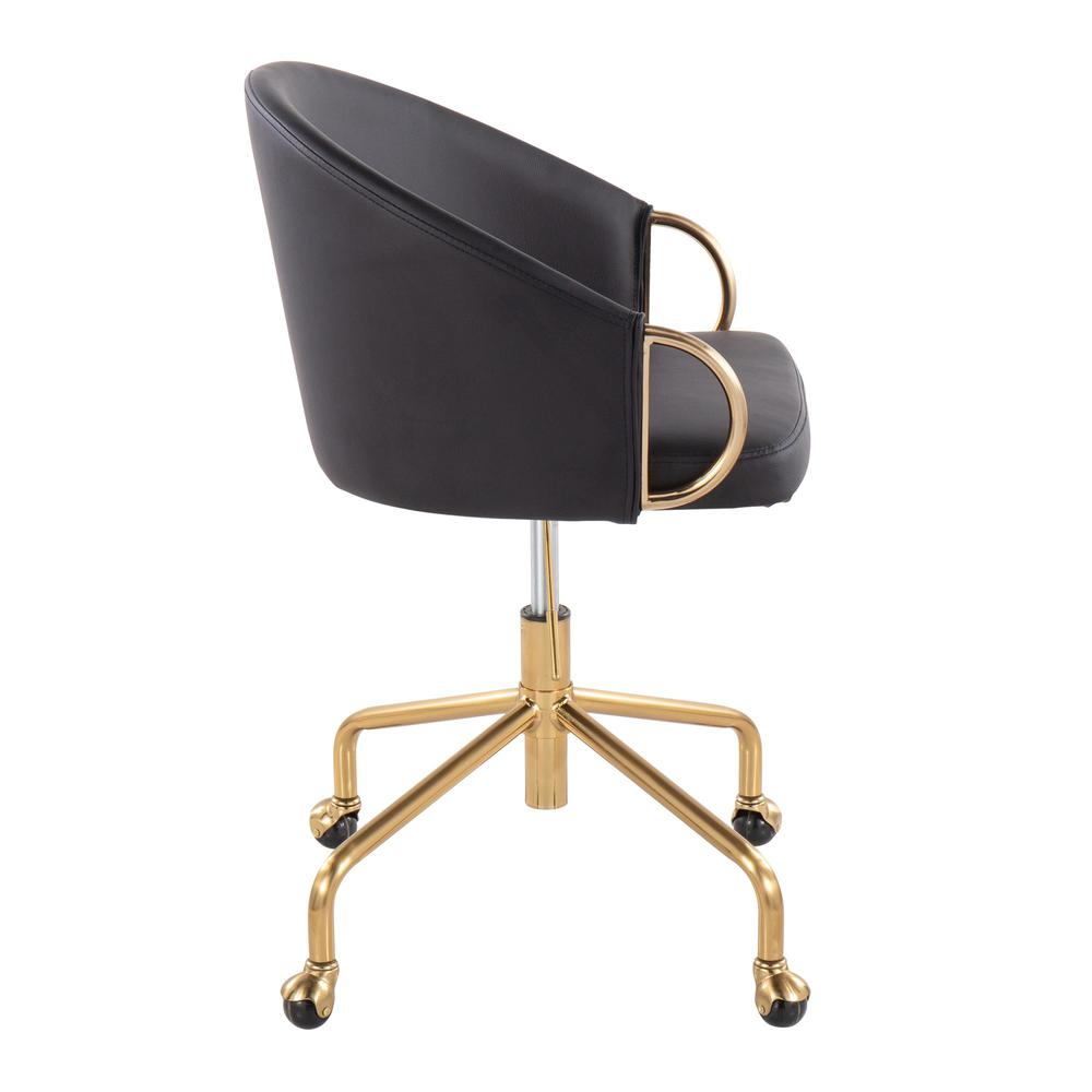 Gold Metal, Black PU Claire Task Chair. Picture 2