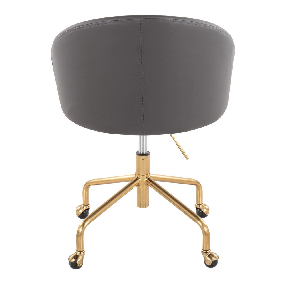 Gold Metal, Grey PU Claire Task Chair. Picture 4