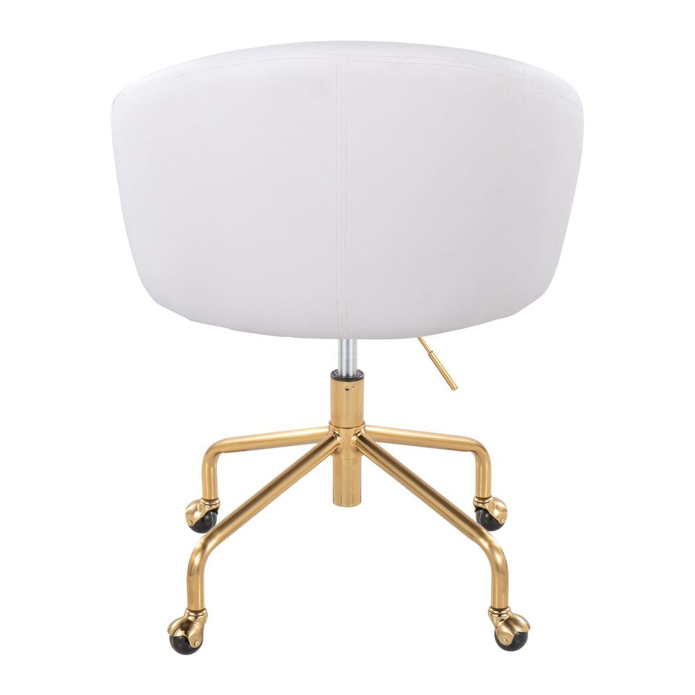 Gold Metal, White PU Claire Task Chair. Picture 4