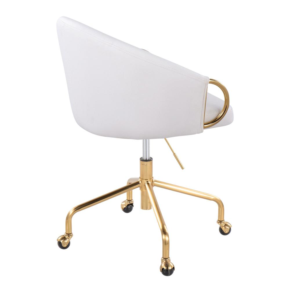 Gold Metal, White PU Claire Task Chair. Picture 3