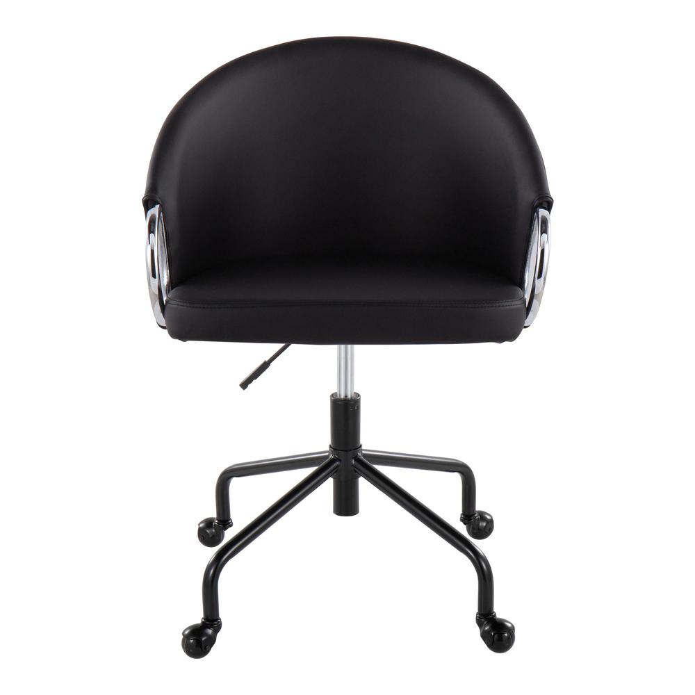 Black Metal, Silver Metal, Black PU Claire Task Chair. Picture 5