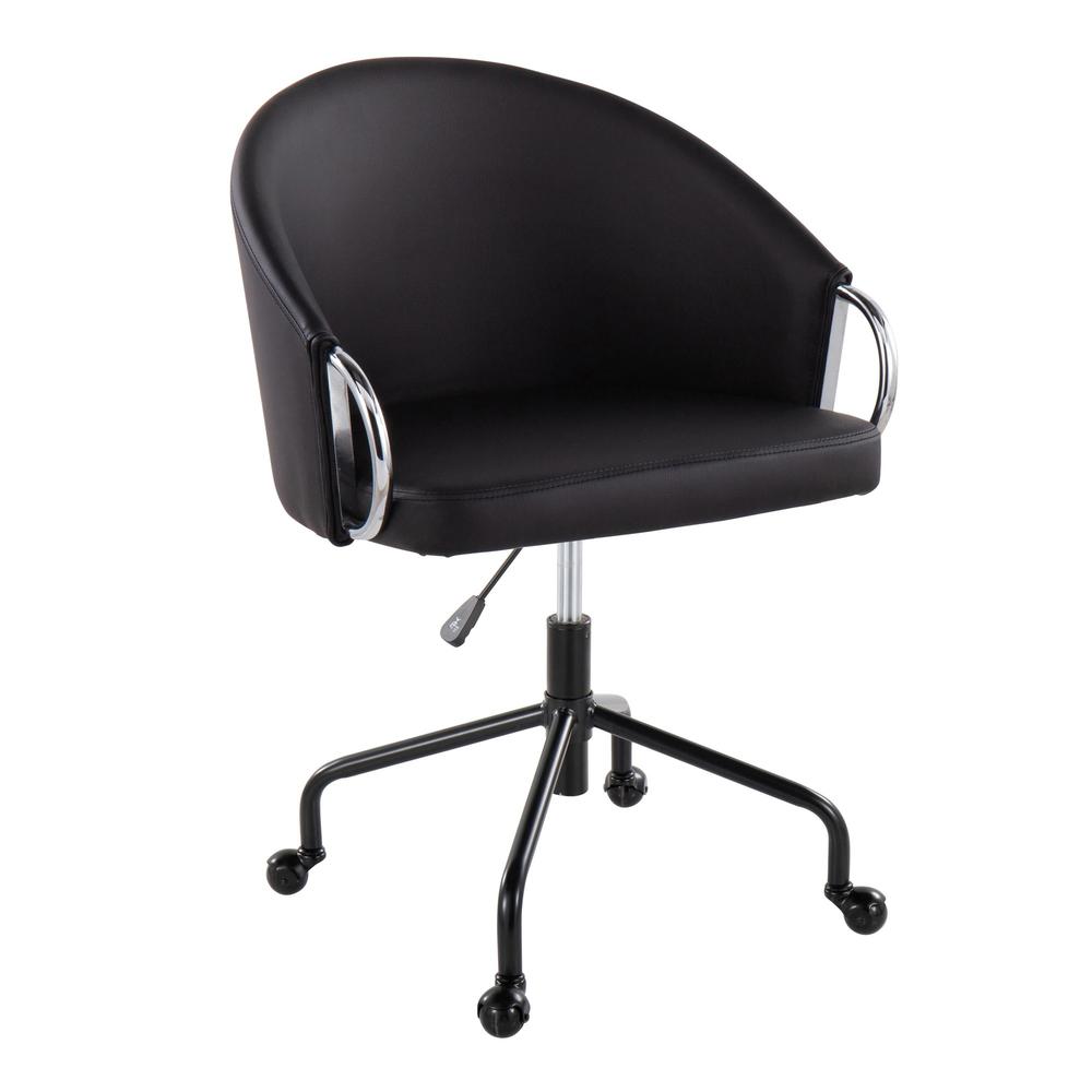 Black Metal, Silver Metal, Black PU Claire Task Chair. Picture 1