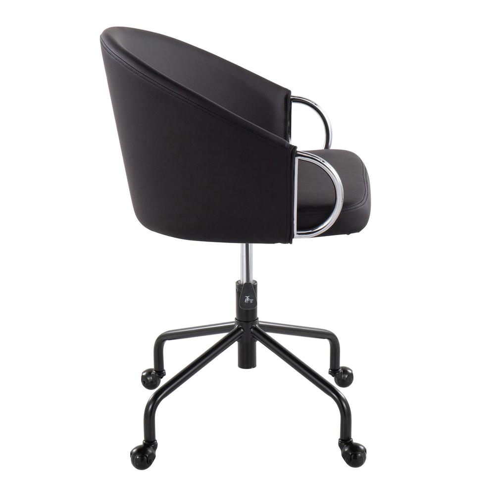 Black Metal, Silver Metal, Black PU Claire Task Chair. Picture 2