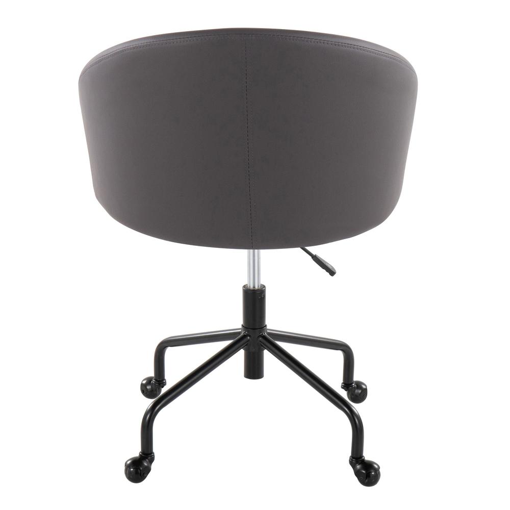 Black Metal, Silver Metal, Grey PU Claire Task Chair. Picture 4