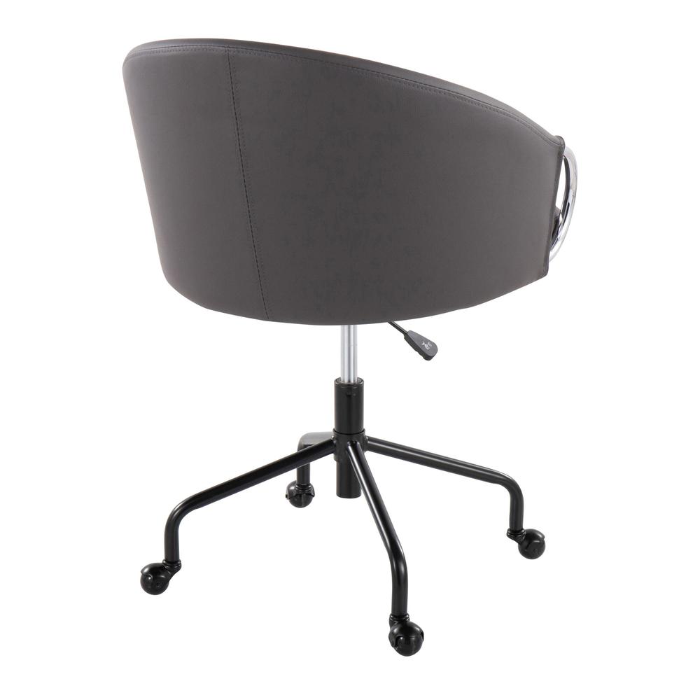 Black Metal, Silver Metal, Grey PU Claire Task Chair. Picture 3