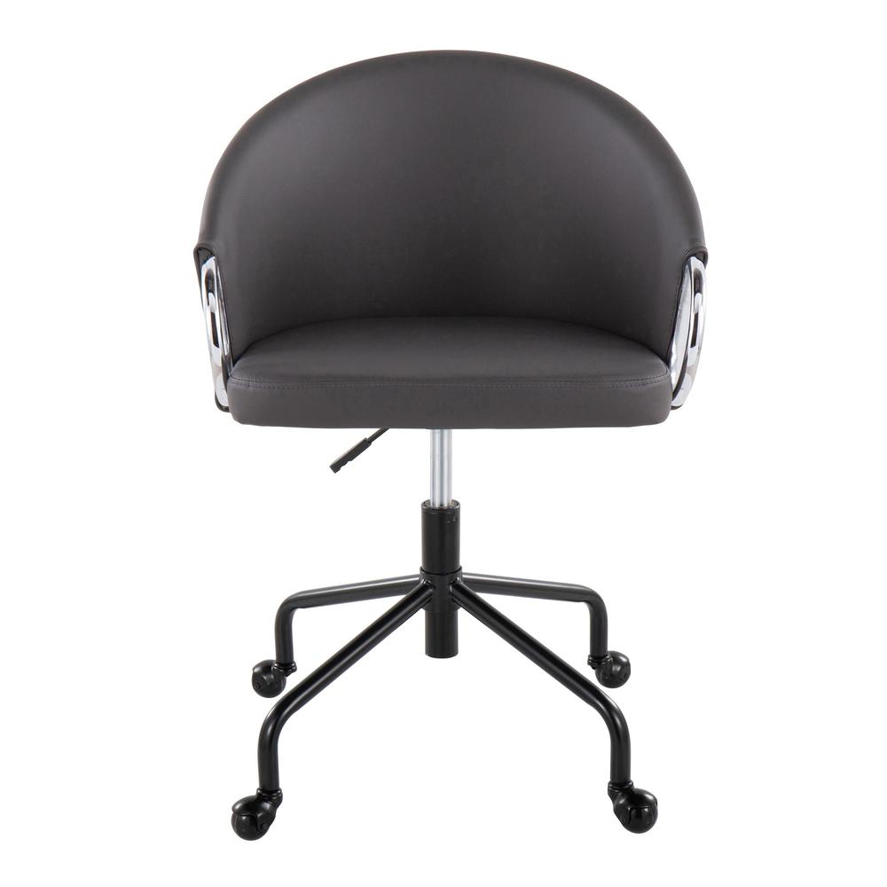 Black Metal, Silver Metal, Grey PU Claire Task Chair. Picture 5