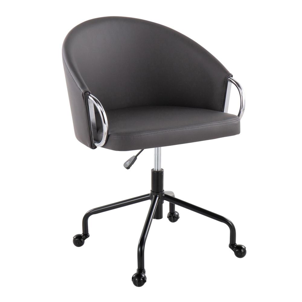 Black Metal, Silver Metal, Grey PU Claire Task Chair. Picture 1