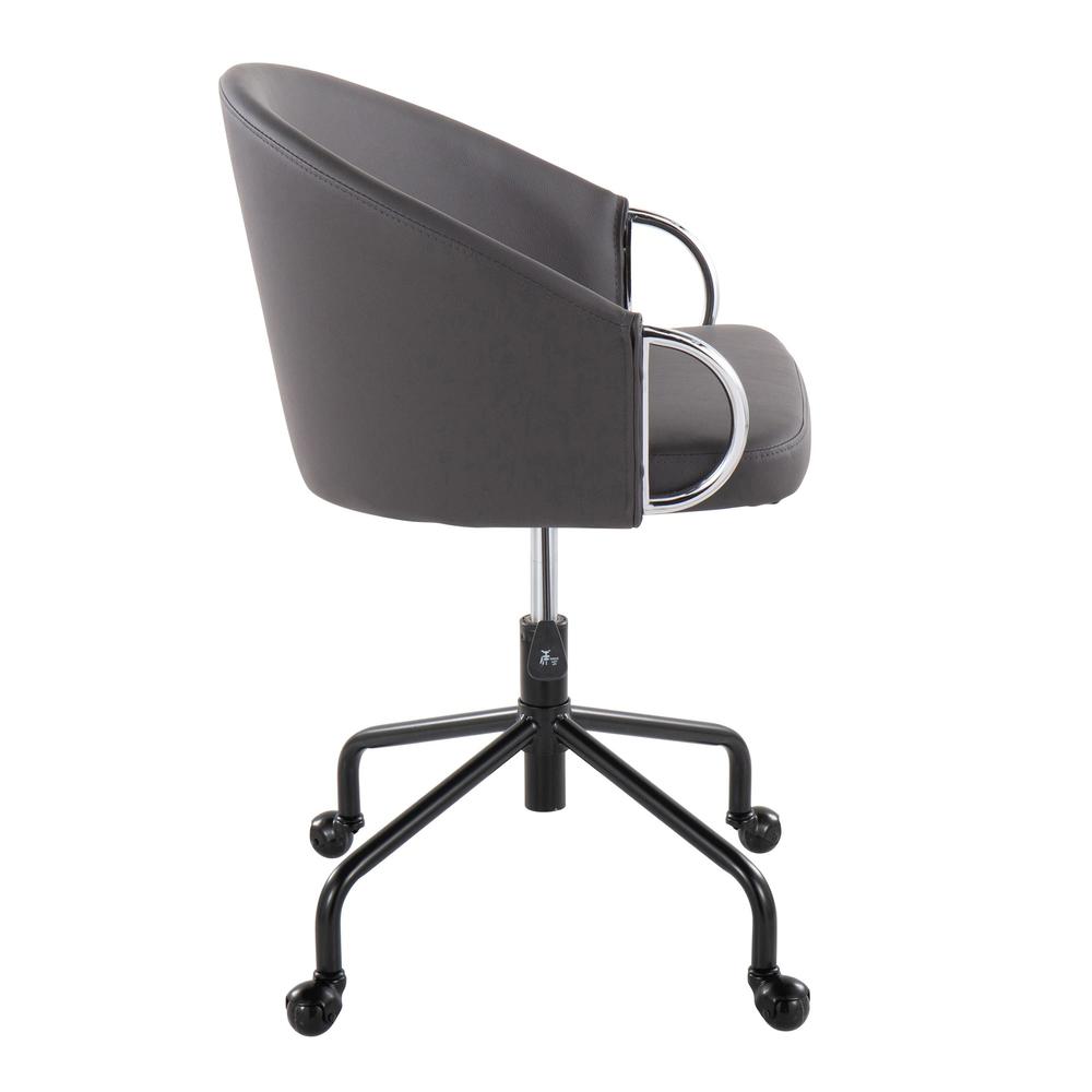 Black Metal, Silver Metal, Grey PU Claire Task Chair. Picture 2
