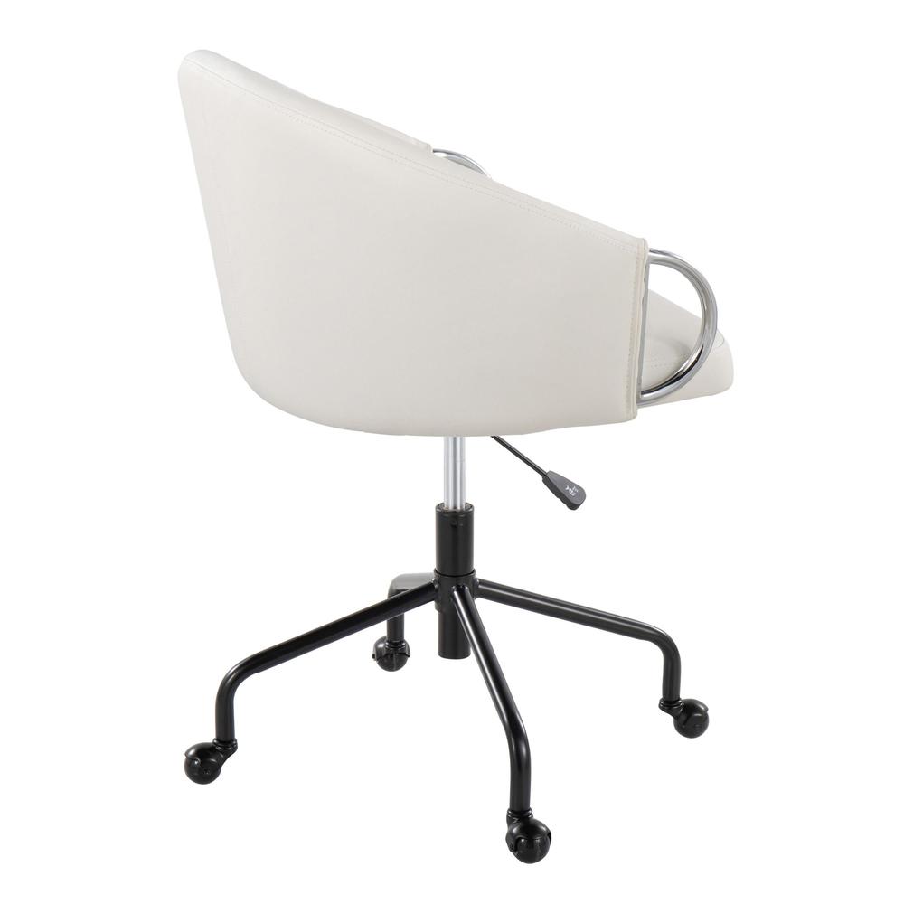 Black Metal, Silver Metal, White PU Claire Task Chair. Picture 3
