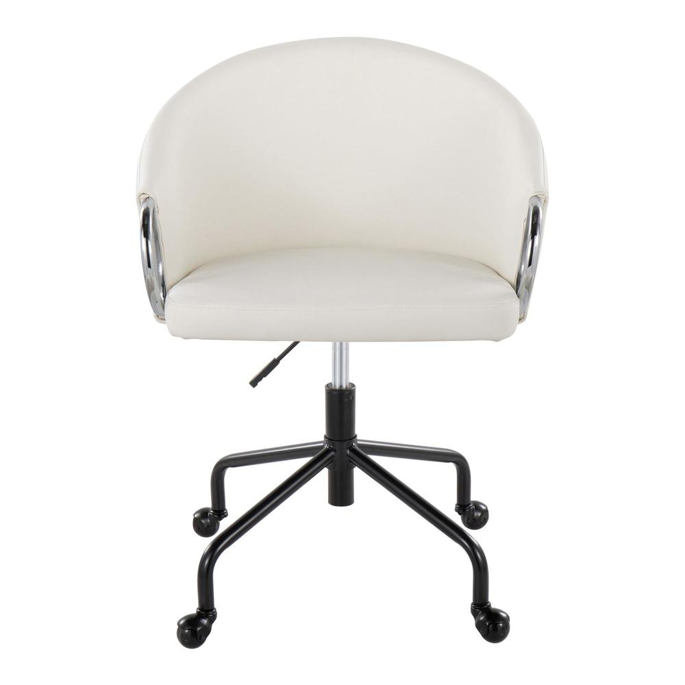 Black Metal, Silver Metal, White PU Claire Task Chair. Picture 5