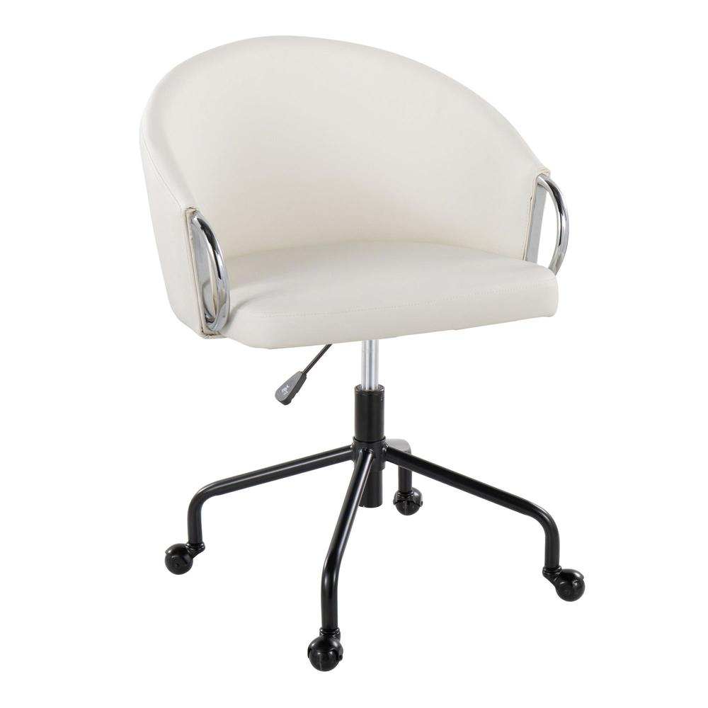 Black Metal, Silver Metal, White PU Claire Task Chair. Picture 1