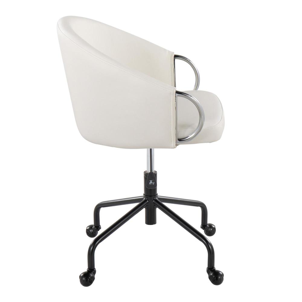 Black Metal, Silver Metal, White PU Claire Task Chair. Picture 2