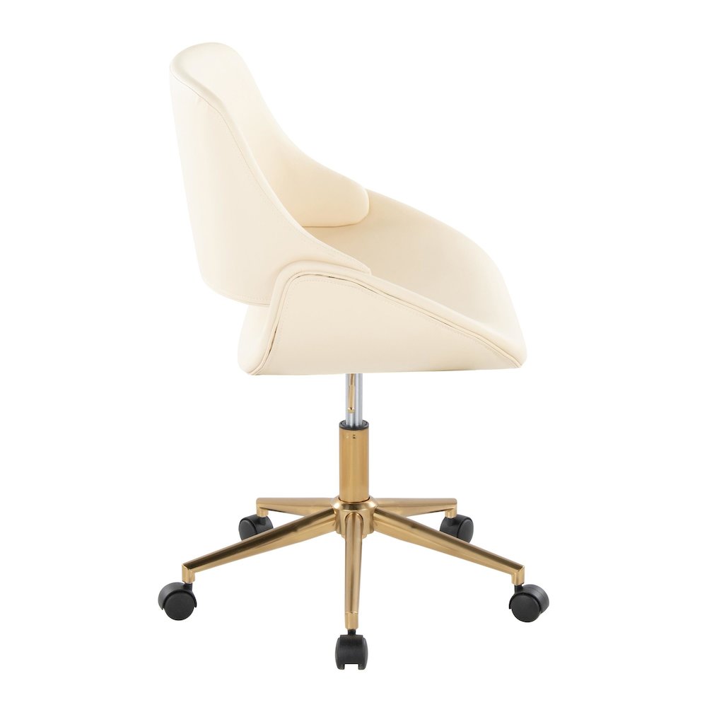 Fabrico Office Chair in Gold Metal, Cream PU color. Picture 2