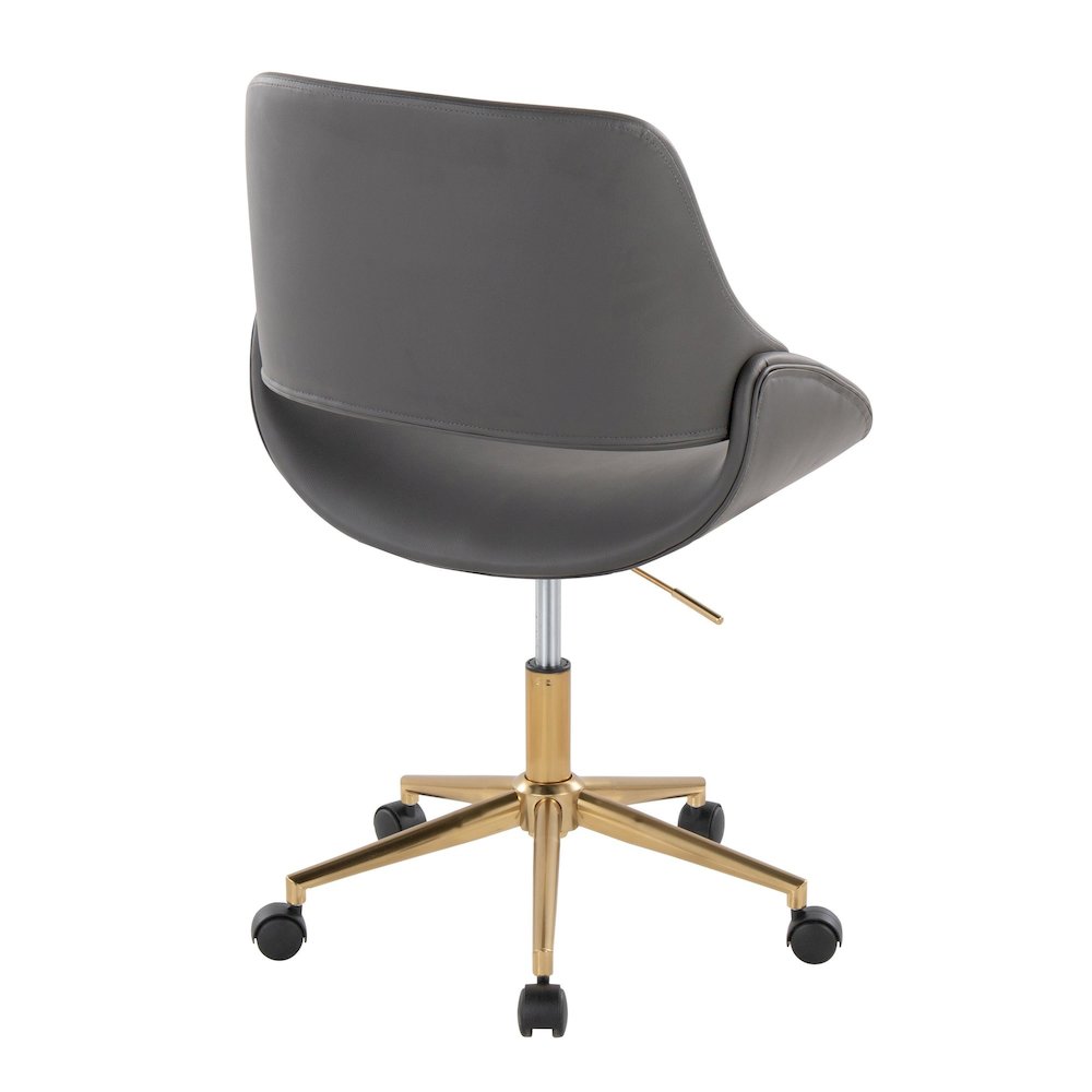 Fabrico Office Chair in Gold Metal, Grey PU color. Picture 3