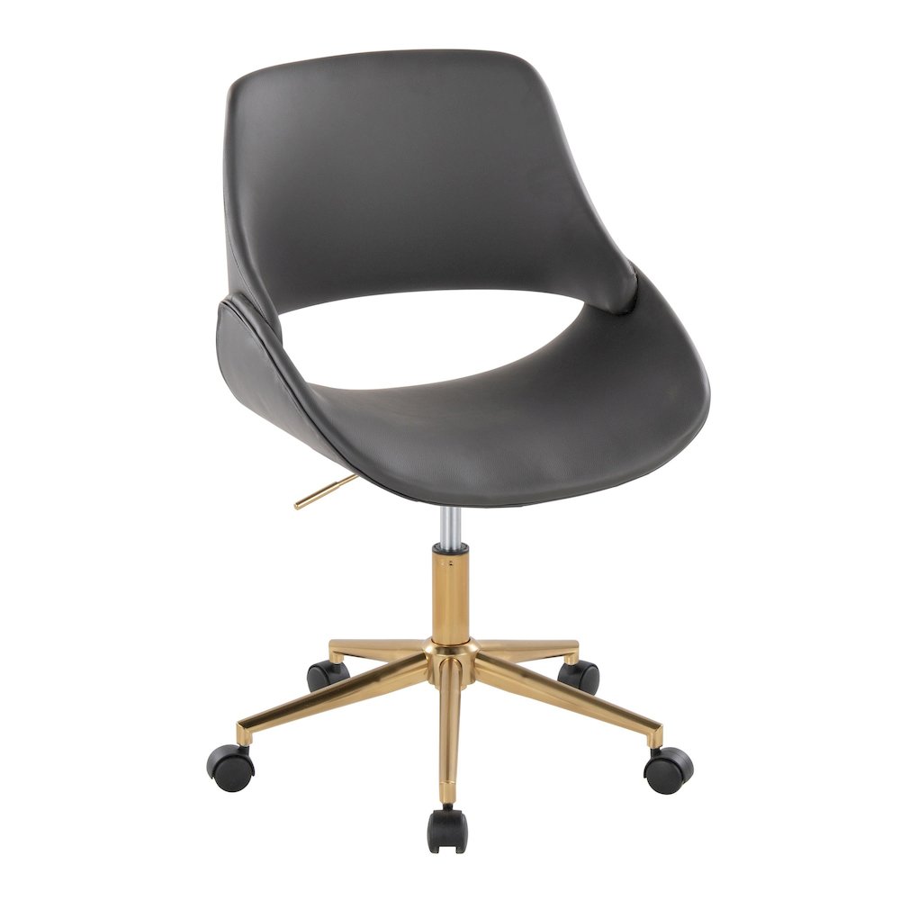 Fabrico Office Chair in Gold Metal, Grey PU color. Picture 1