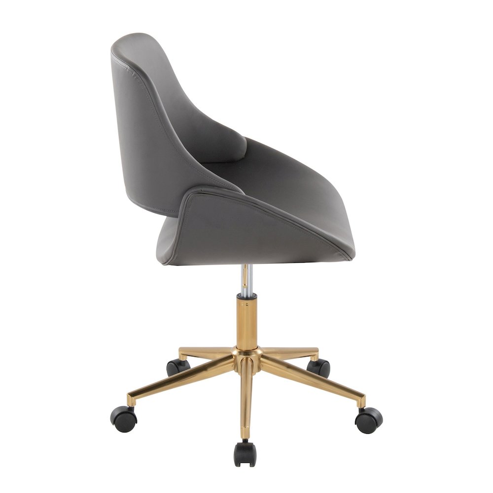 Fabrico Office Chair in Gold Metal, Grey PU color. Picture 2