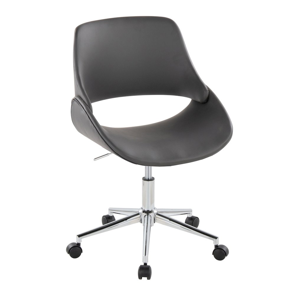 Fabrico Office Chair in Chrome Metal, Grey PU color. Picture 1