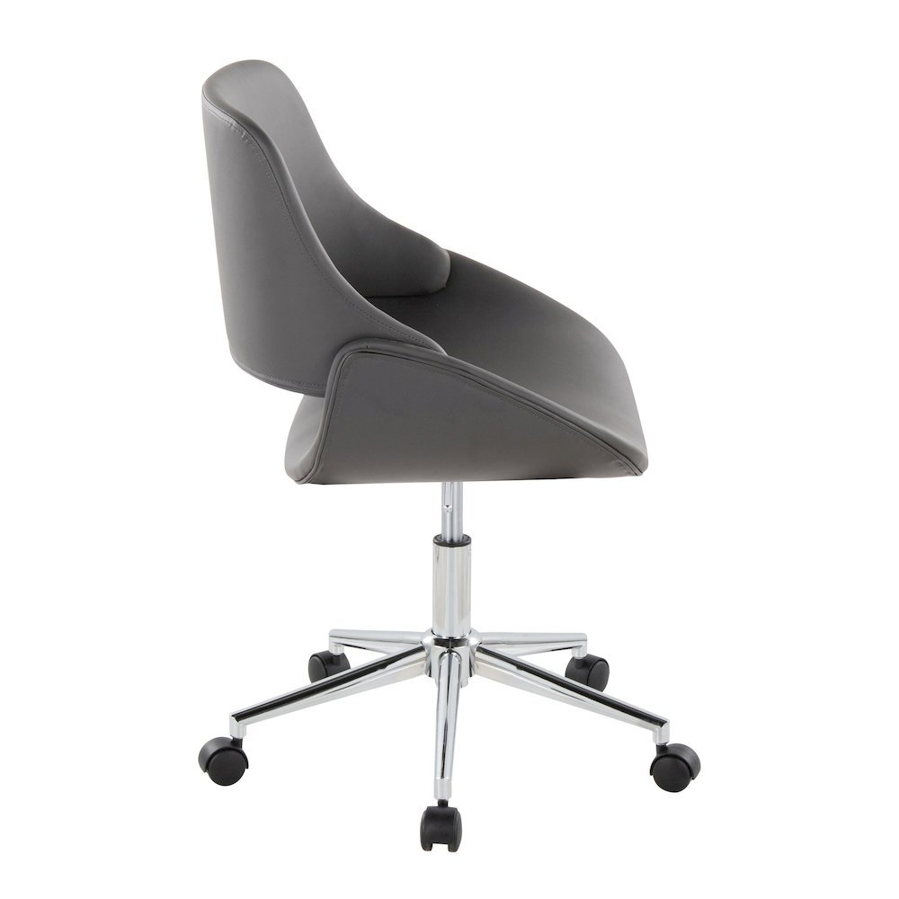 Fabrico Office Chair in Chrome Metal, Grey PU color. Picture 2