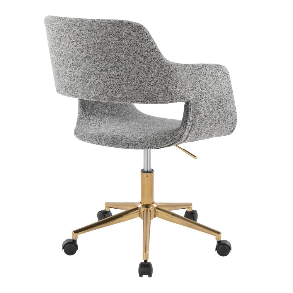 Gold Metal, Grey Fabric Margarite Task Chair. Picture 3