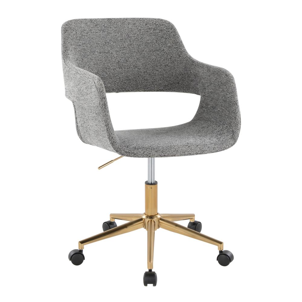 Gold Metal, Grey Fabric Margarite Task Chair. Picture 1