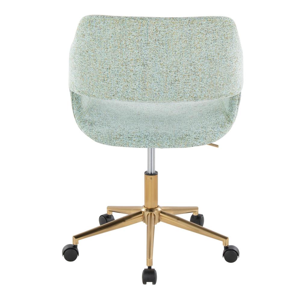 Gold Metal, Light Green Fabric Margarite Task Chair. Picture 4