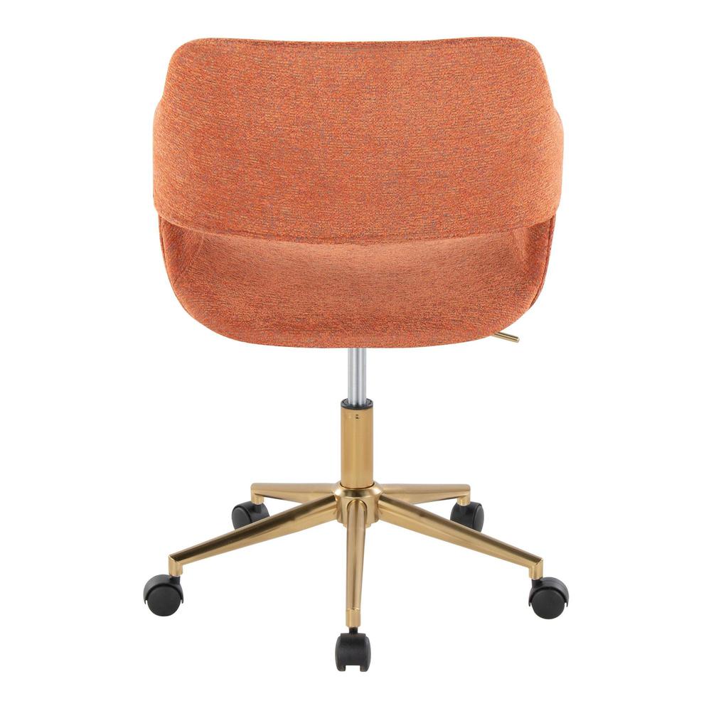 Gold Metal, Orange Fabric Margarite Task Chair. Picture 4