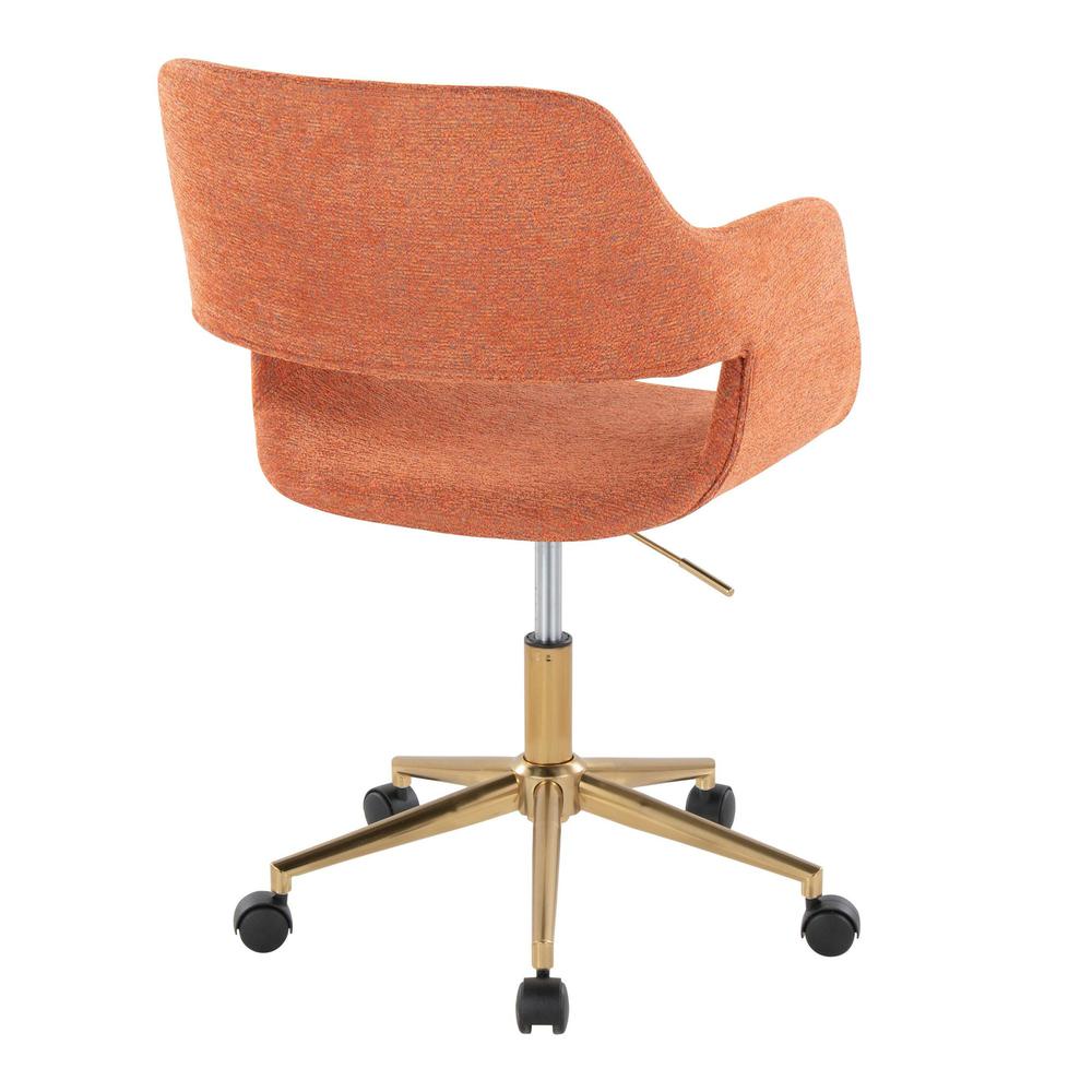 Gold Metal, Orange Fabric Margarite Task Chair. Picture 3
