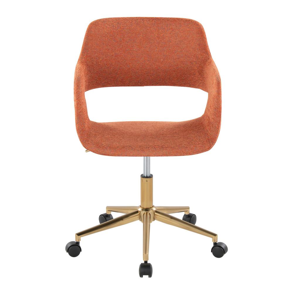 Gold Metal, Orange Fabric Margarite Task Chair. Picture 5