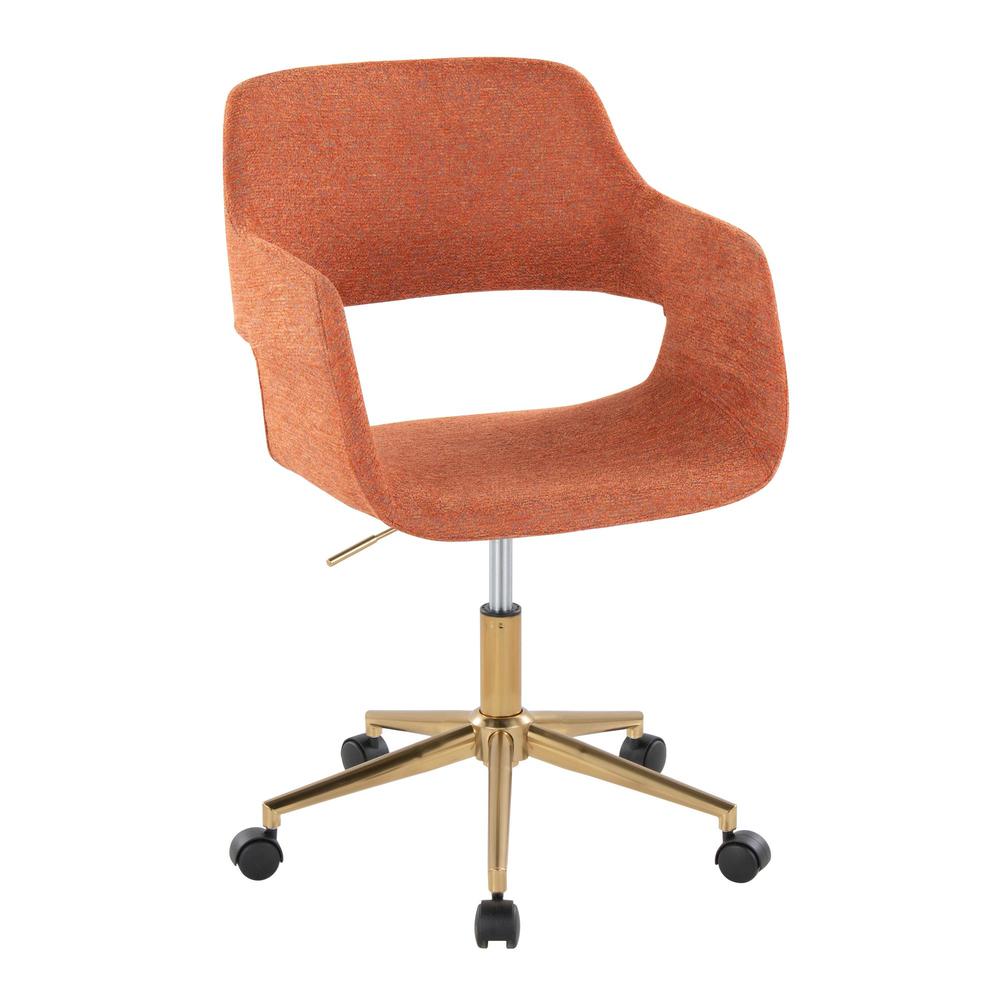 Gold Metal, Orange Fabric Margarite Task Chair. Picture 1