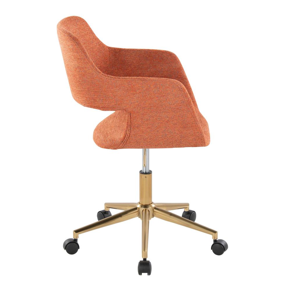 Gold Metal, Orange Fabric Margarite Task Chair. Picture 2