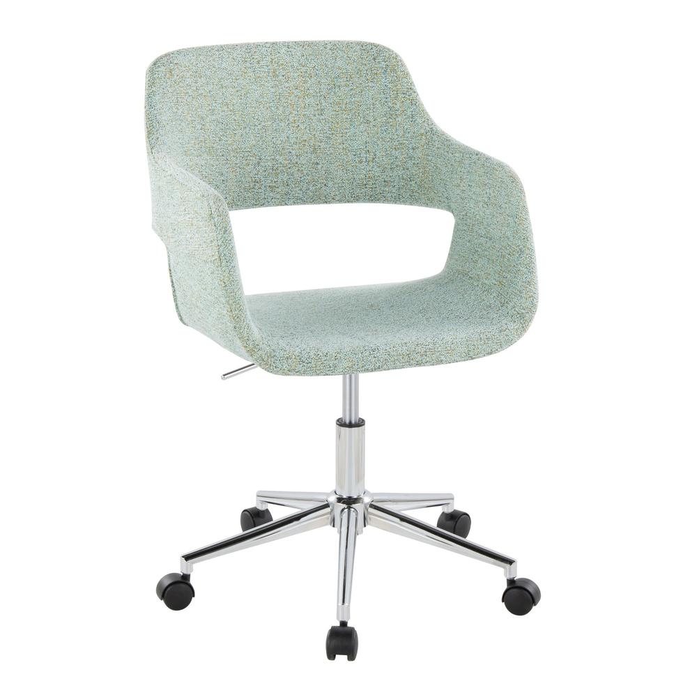 Chrome Metal, Light Green Fabric Margarite Task Chair. Picture 1