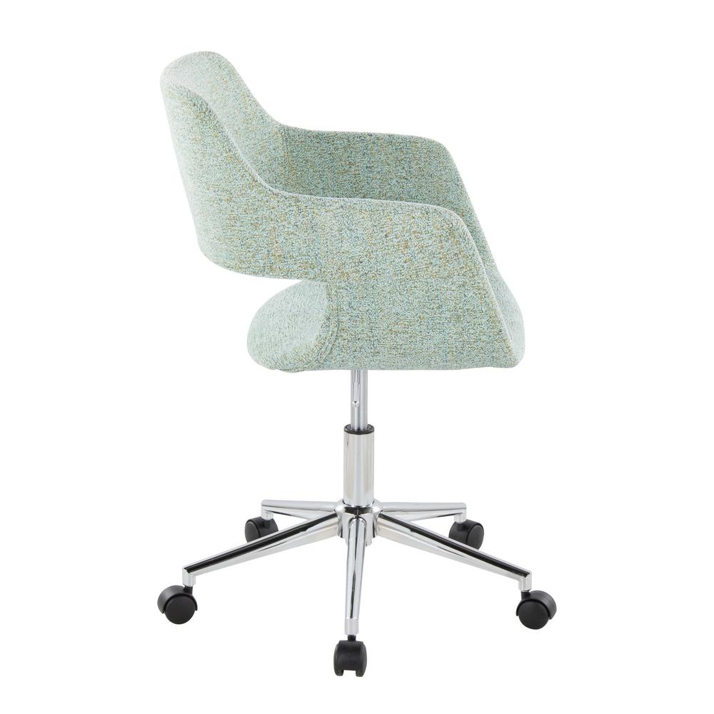 Chrome Metal, Light Green Fabric Margarite Task Chair. Picture 2