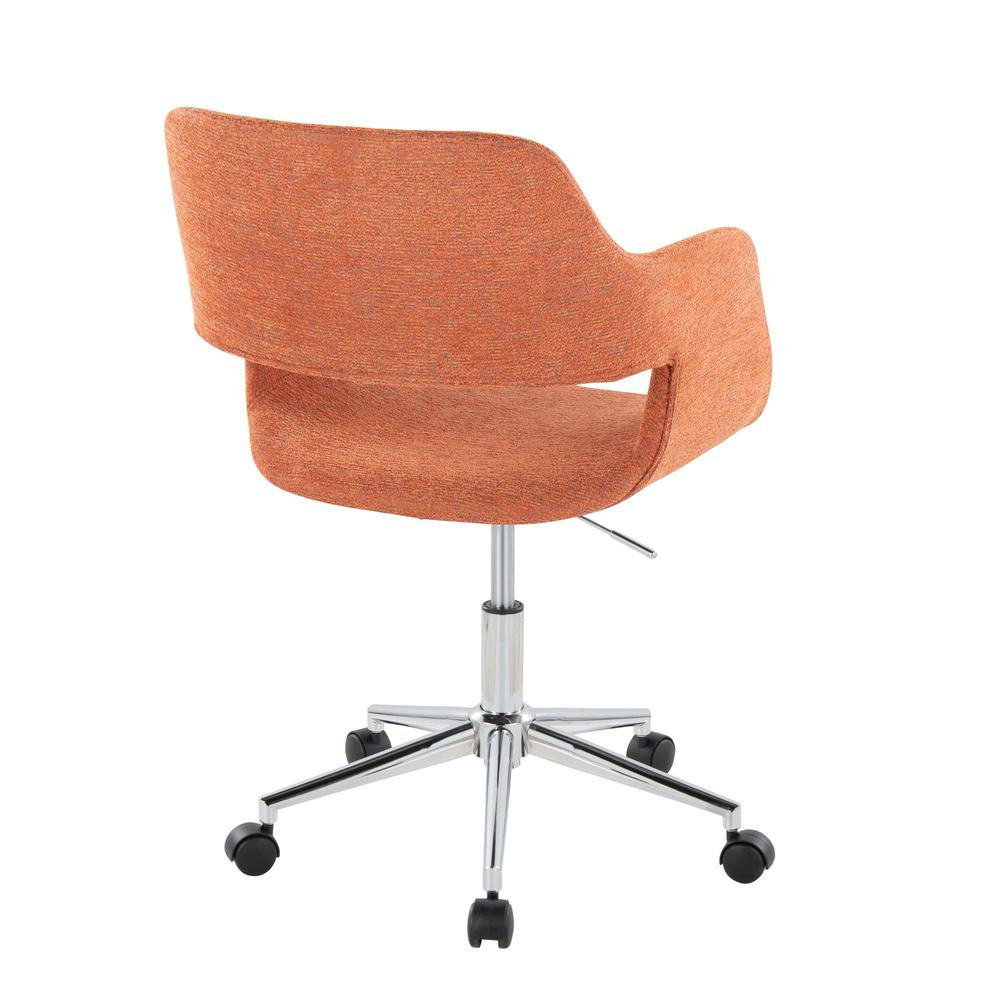 Chrome Metal, Orange Fabric Margarite Task Chair. Picture 3