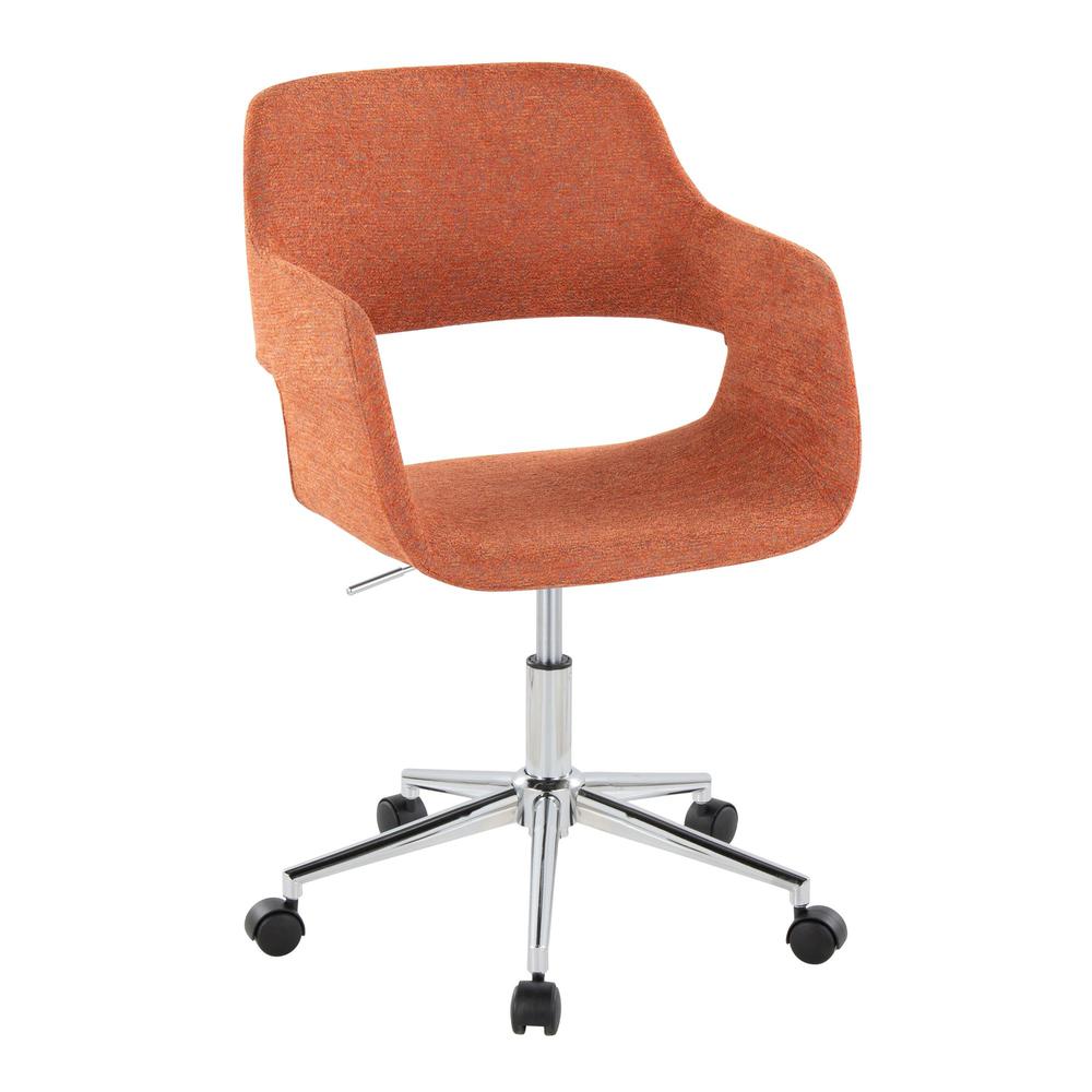 Chrome Metal, Orange Fabric Margarite Task Chair. Picture 1