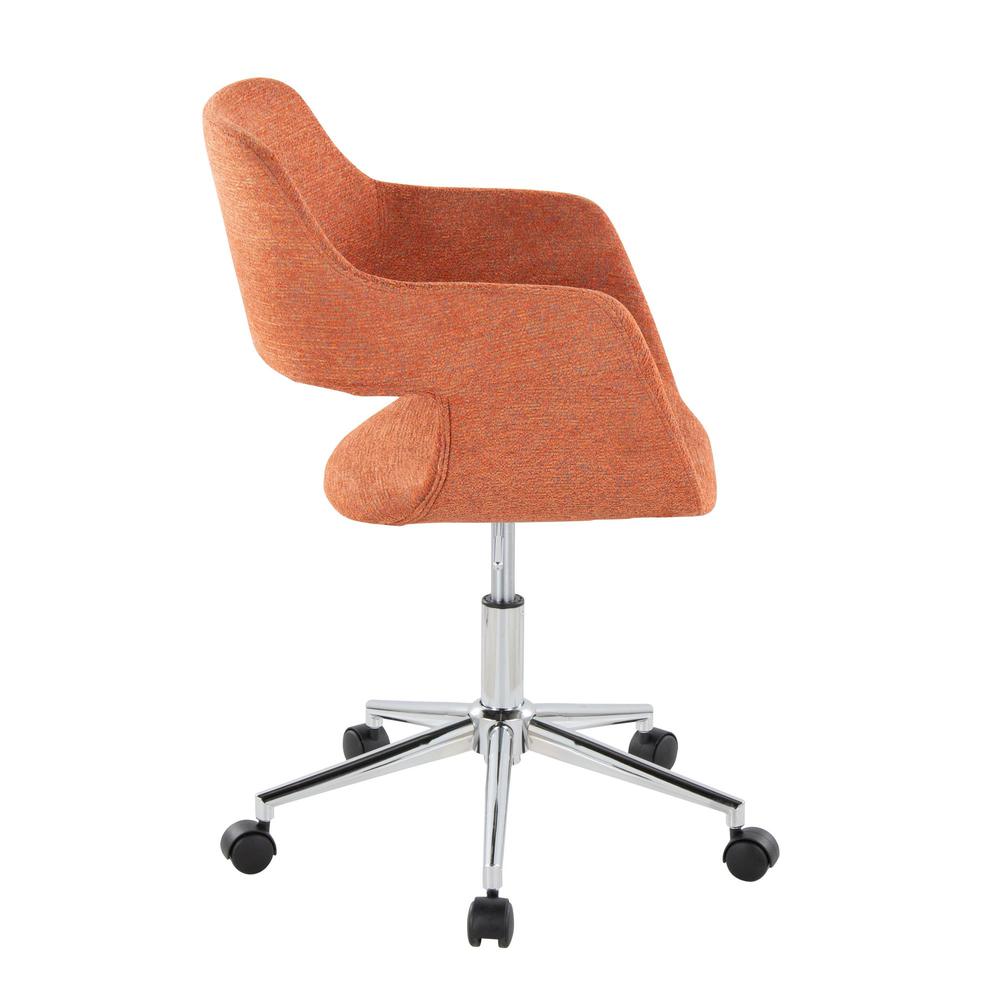 Chrome Metal, Orange Fabric Margarite Task Chair. Picture 2