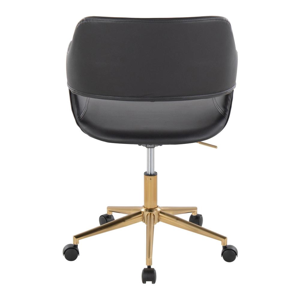 Gold Metal, Black PU Margarite Task Chair. Picture 4