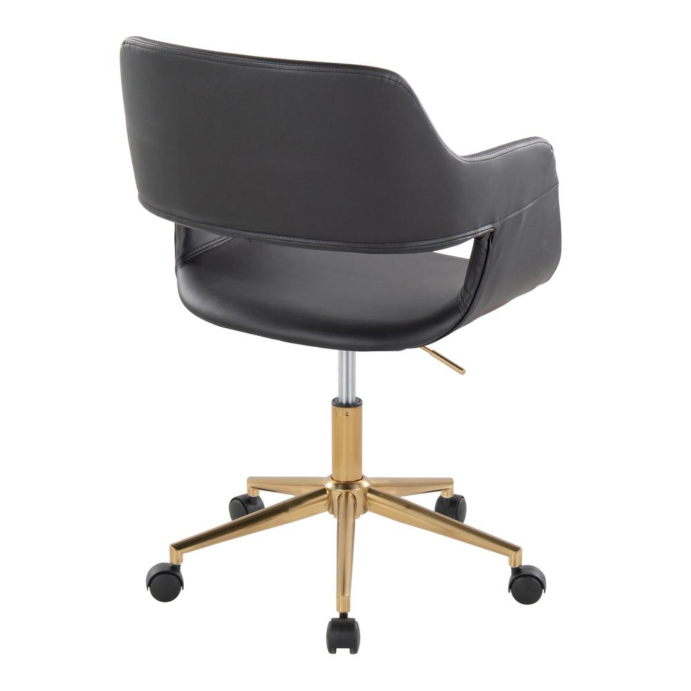 Gold Metal, Black PU Margarite Task Chair. Picture 3