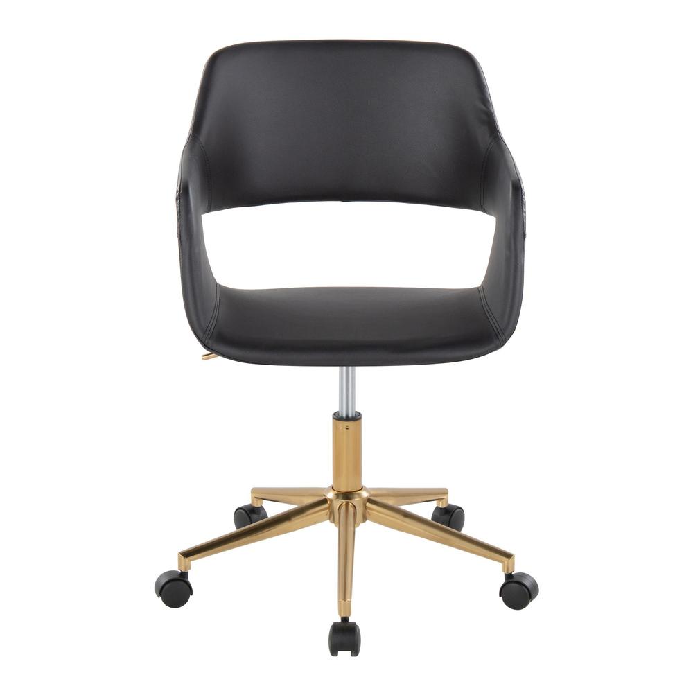 Gold Metal, Black PU Margarite Task Chair. Picture 5