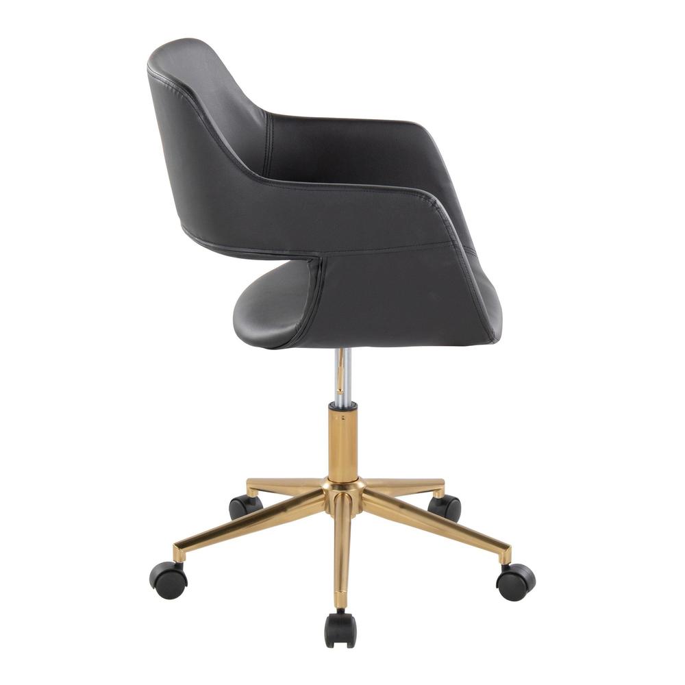 Gold Metal, Black PU Margarite Task Chair. Picture 2