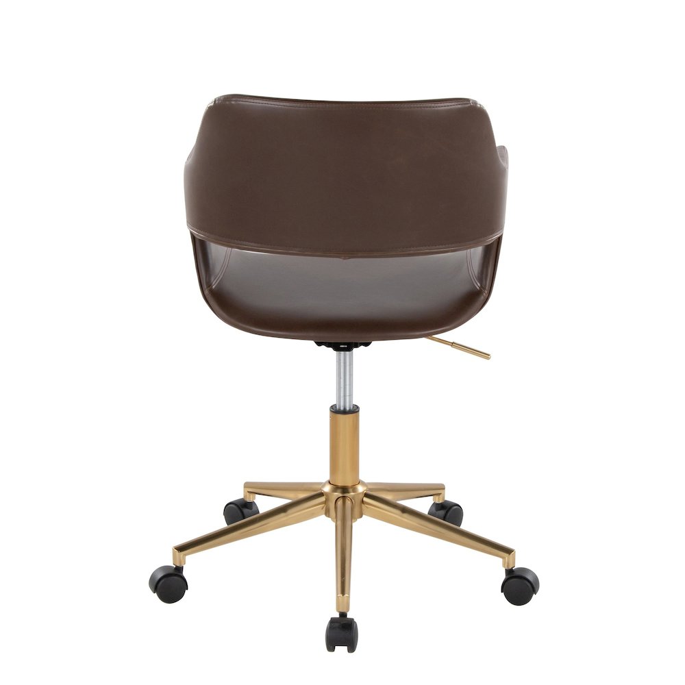Margarite Task Chair in Gold Metal, Espresso PU color. Picture 4