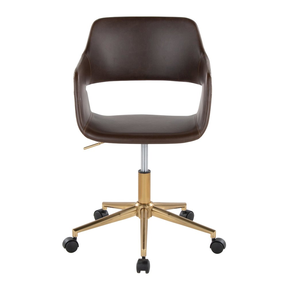 Margarite Task Chair in Gold Metal, Espresso PU color. Picture 5