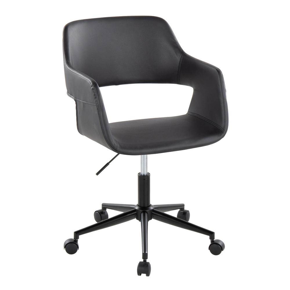 Black Metal, Black PU Margarite Task Chair. Picture 1