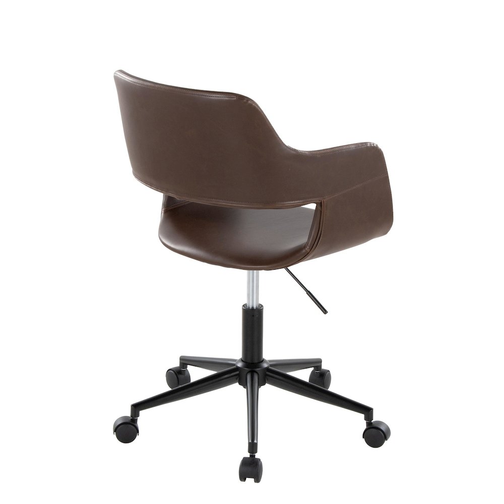 Margarite Task Chair in Black Metal, Espresso PU color. Picture 2