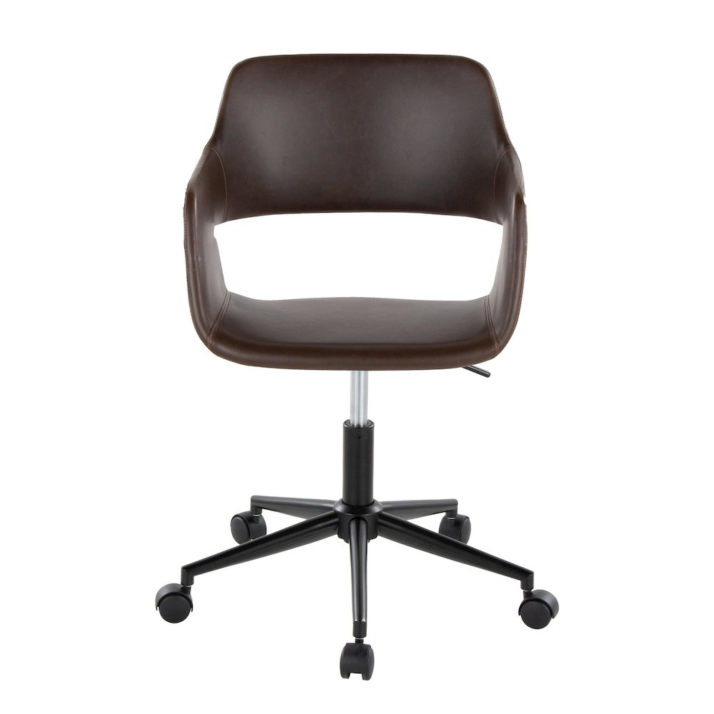 Margarite Task Chair in Black Metal, Espresso PU color. Picture 4