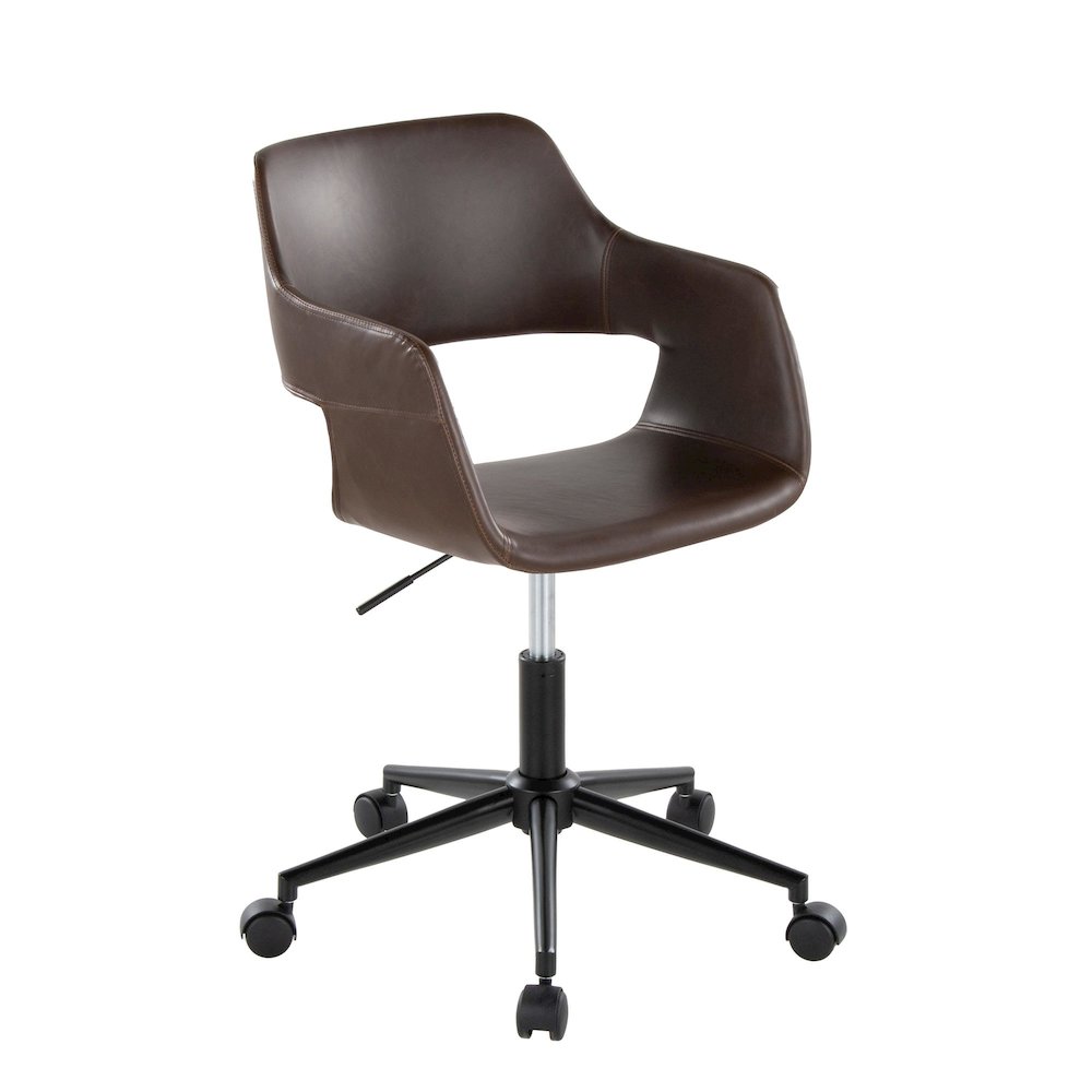 Margarite Task Chair in Black Metal, Espresso PU color. Picture 1