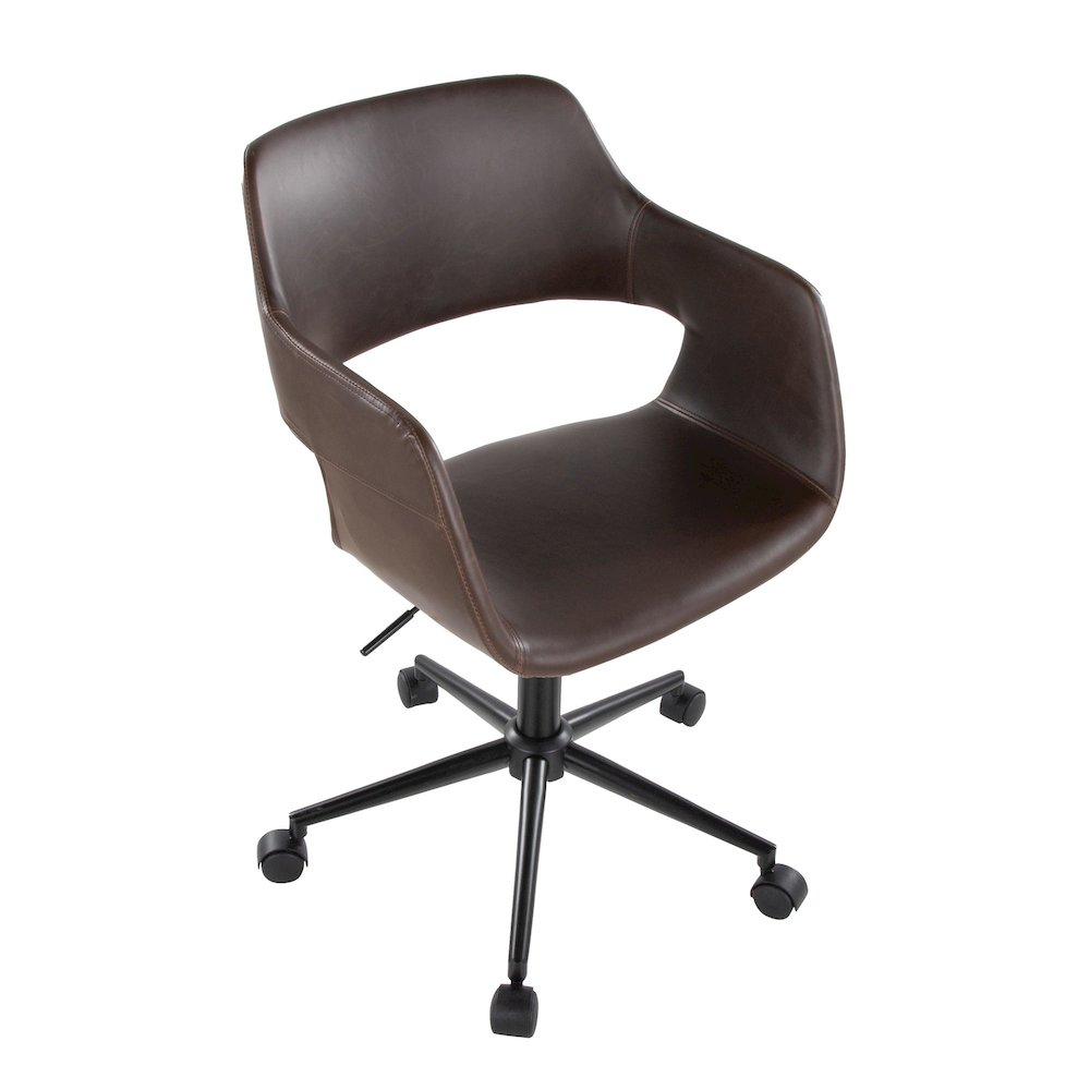 Margarite Task Chair in Black Metal, Espresso PU color. Picture 5