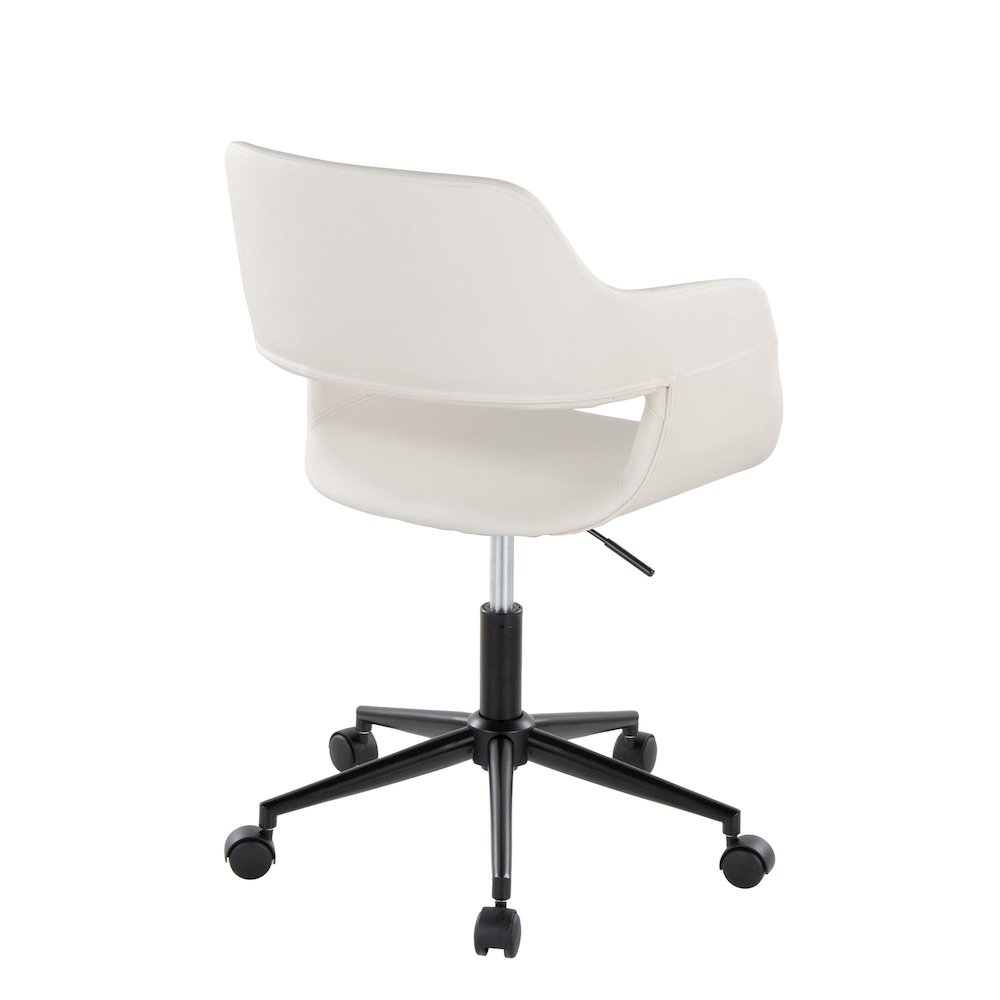 Margarite Task Chair in Black Metal, White PU color. Picture 3