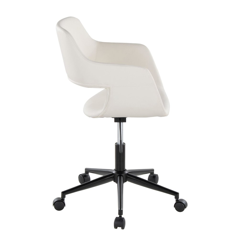 Margarite Task Chair in Black Metal, White PU color. Picture 2
